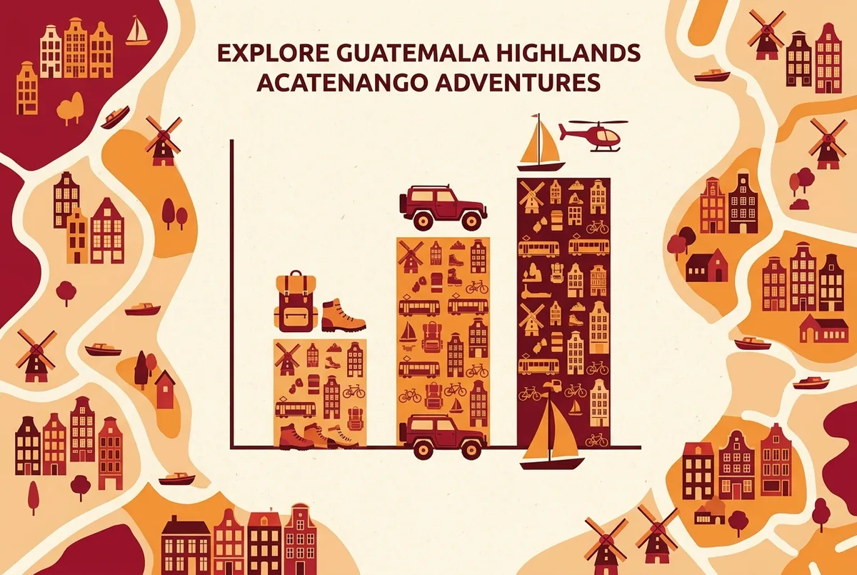 Gráfico de barras comparando el precio del tour volcán de fuego guatemala entre caminatas económicas, tours 4x4 y un charter privado, etiquetado por formato