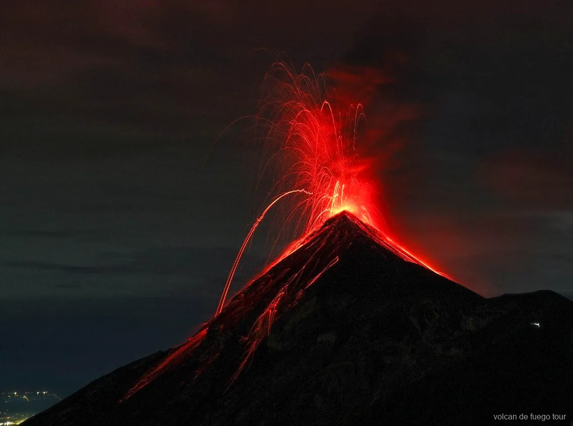 Grupo en la cumbre del Acatenango tras la subida nocturna de 1 día al Fuego
